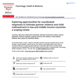 Exploring opportunities for coordinated responses to intimate partner violence and child maltreatment in low and middle income countries: a scoping review