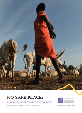 Report Cover: No Safe Place (full report) woman and cows