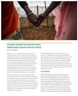 Report Cover: Violence against Adolescent Girls: Trends and lessons for East Africa (Policy Brief)