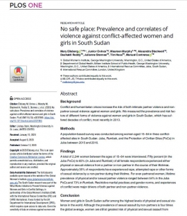 Article Cover page: No Safe Place: Prevalence and correlates of violence against conflict-affected women and girls in South Sudan