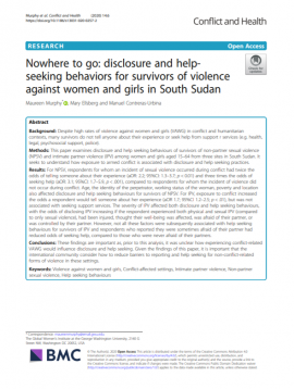 Article Title Page: Nowhere to go: disclosure and help-seeking behaviors for survivors of violence against women and girls in South Sudan