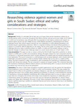 Report Cover: Researching violence against women and girls in South Sudan: ethical and safety considerations and strategies