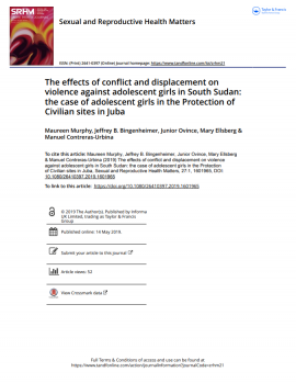 Article cover: The effects of conflict and displacement on violence against adolescent girls in South Sudan: the case of adolescent girls in the Protection of Civilian sites in Juba