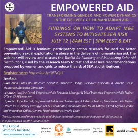 Findings on how to adapt M&E systems to mitigate SEA risk event poster