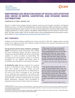 Brief Cover Page: Empowered Aid Lebanon sector brief: SEA in relation to WASH Assistance