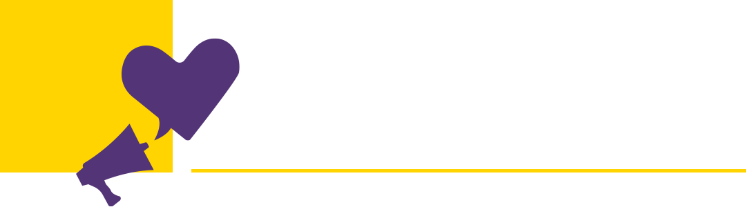 bullhorn blowing a heart