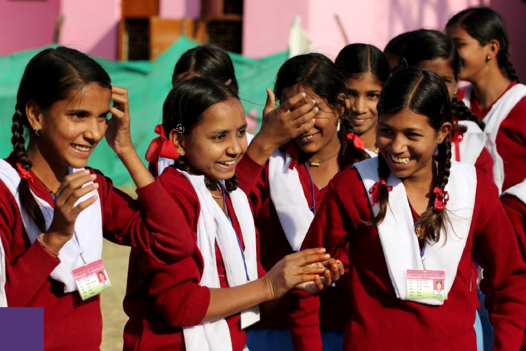 Smiling school girls