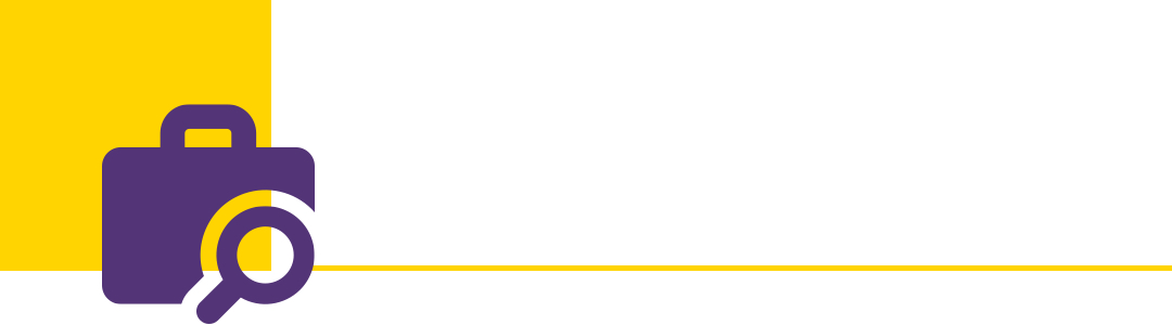 icon of a briefcase an magnifying glass