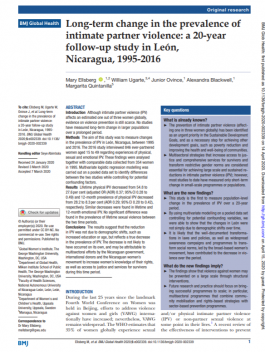Article Title Page: Long-term change in the prevalence of intimate partner violence: a 20-year follow-up study in Leon, Nicaragua, 1995-2016