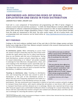 Brief Cover Page: Empowered Aid Lebanon sector brief: SEA in relation to Food Aid