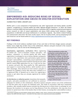 Article Title Page: Empowered Aid: Reducing Risks of Sexual Exploitation and Abuse in Fuel and Firewood Distribution