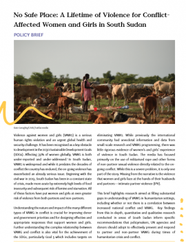 Report Cover: No Safe Place: A lifetime of violence for conflict-affected women and girls (Policy Brief) 