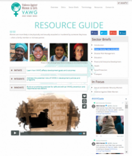 Website screen shot for the Resource Guide page