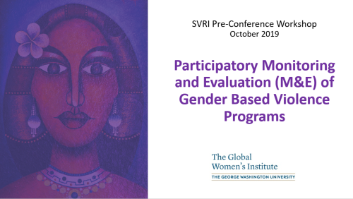 Powerpoint title slide: Participatory Monitoring and Evaluation (M&E) of Gender Based Violence Programs